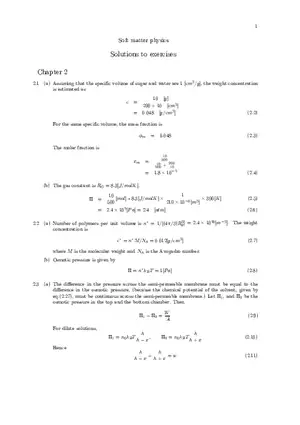 Soft Matter Physics - Solutions to Exercises Part 1