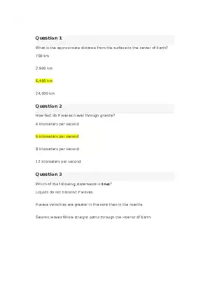 Introduction to Seismology Quiz 2