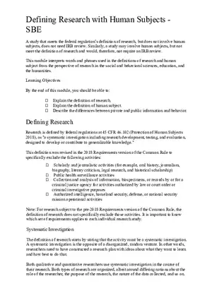 Defining Research with Human Subjects