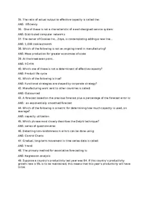 Operations Management Quiz with Answers