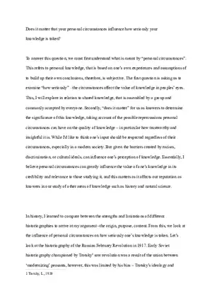 Theory of Knowledge Essay Assignment