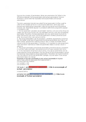 Discuss the Concept of Parameters 1