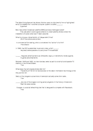 Global Media and Society Quiz 3 Answers