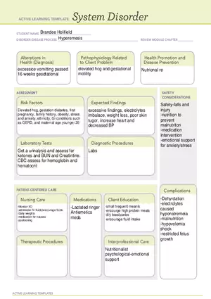 Hyperemesis Active Learning Template