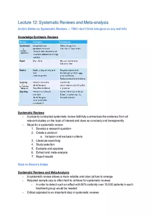 Statistics Lecture 12: Systematic Reviews and Meta-analysis