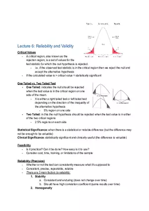 Statistics Lecture 6: Reliability and Validity