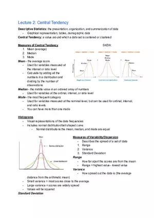 Statistics Lecture 2: Central Tendency