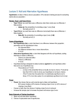 Statistics Lecture 5: Null and Alternative Hypotheses