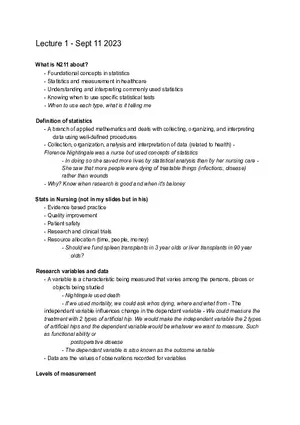 Nurs 211 - Stats Lecture 1 Notes