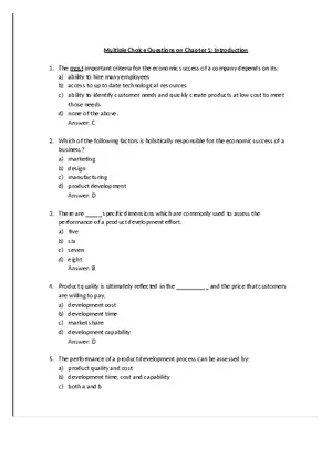 Product Design Exam Answers Part 1