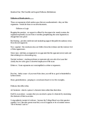 Logical Fallacies in the Crucible