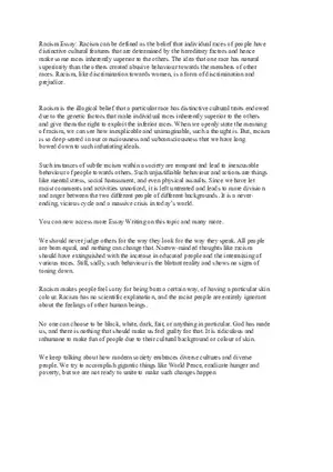 Essay on Racism Notes