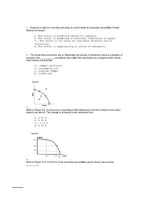 Production Possibilities and Budget Constraints Quiz Key