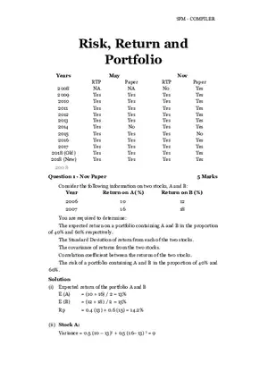 Risk, Return and Portfolio Study Guide Part 1