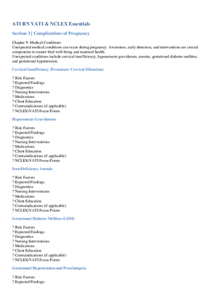 Section 3: Complications of Pregnancy ATI NCLEX Essentials