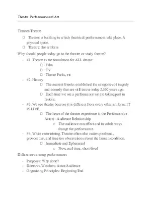 Theatre - Performance and Art Notes