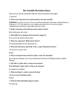 The Scientific Revolution Quest