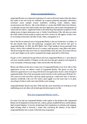 Augmented Reality Final Report
