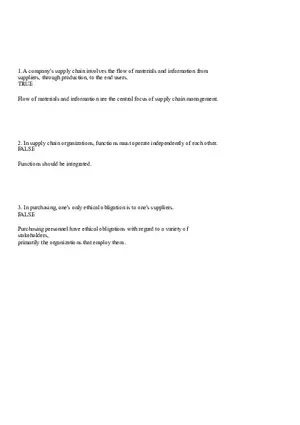 Industrial Engineering Supply Chain Management Answer Key Part 1