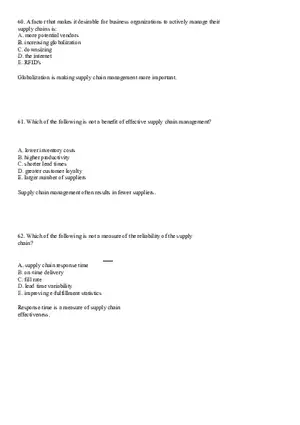 Industrial Engineering Supply Chain Management Answer Key Part 3