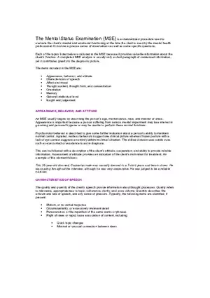 The Mental Status Examination Example