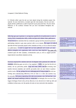 Critical Reflective Writing (Sample Essay - General)