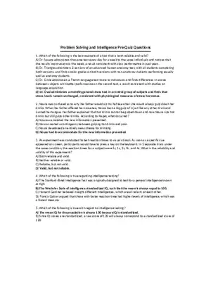 Problem Solving and Intelligence