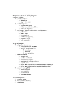 Adaptations to Anaerobic Training Programs Notes