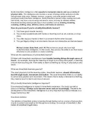 Bodily Kinesthetic Intelligence