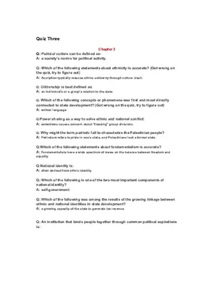 Comparative Politics Quiz Three Study Guide Notes