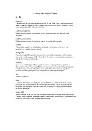 Analytical Glossary - Chemistry Term