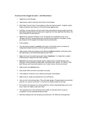 Mearsheimer Readings Notes