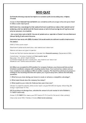 Business Operations and Financial Strategy Quiz Notes