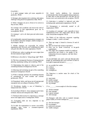 Fundamentals of Management - Roles and Functions Quiz