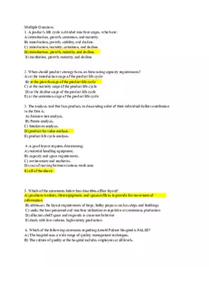 Product Life Cycle and Strategic Analysis in Operations (Answers)