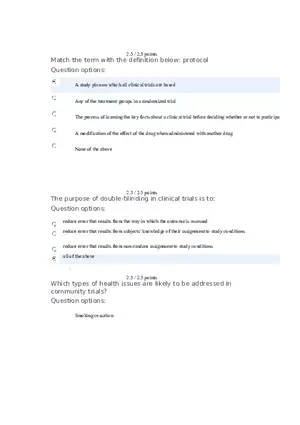 Quiz Chapter 7 and 8 Protocol, Clinical Trials, Community Trials