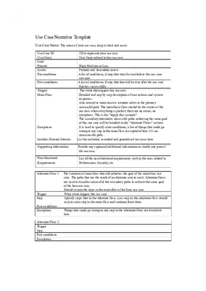 Use Case Narrative Template