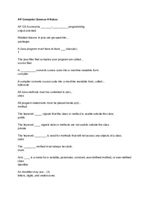 AP Computer Science A Notes 1