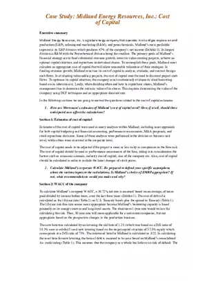 Midland Energy Resources, Inc. Cost of Capital