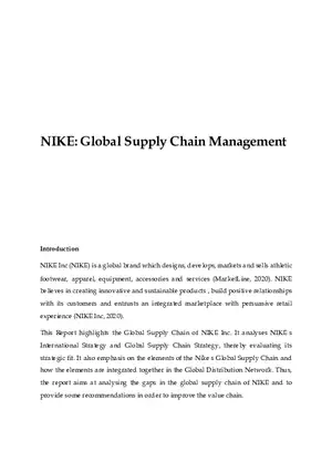 NIKE - Global Supply Chain Management
