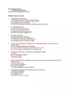 Managerial Economic - Written Assessment