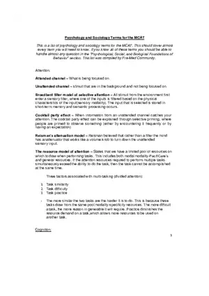 Psychology and Sociology Terms for the MCAT Part 1