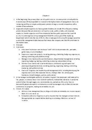 Principles Of Public Relations - Lecture Notes Chapters 4-9