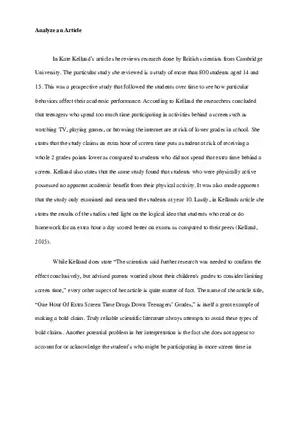 Short Paper Analyze an Article