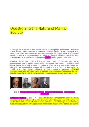 Questioning the Nature of Man and Society
