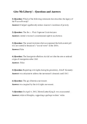 Give Me liberty - Questions and Answers