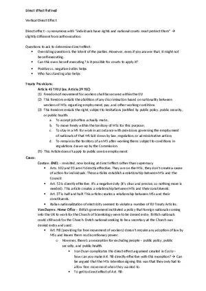 Law Outline - Summary European Union Law Part 2