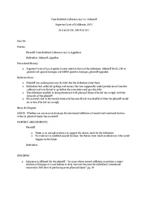 State Rubbish Collectors Ass'n Case Brief - Tort Law