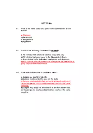 Essentials of Law Questions and Answers Section A