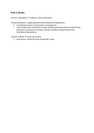 Law Outline - Summary European Union Law Part 1